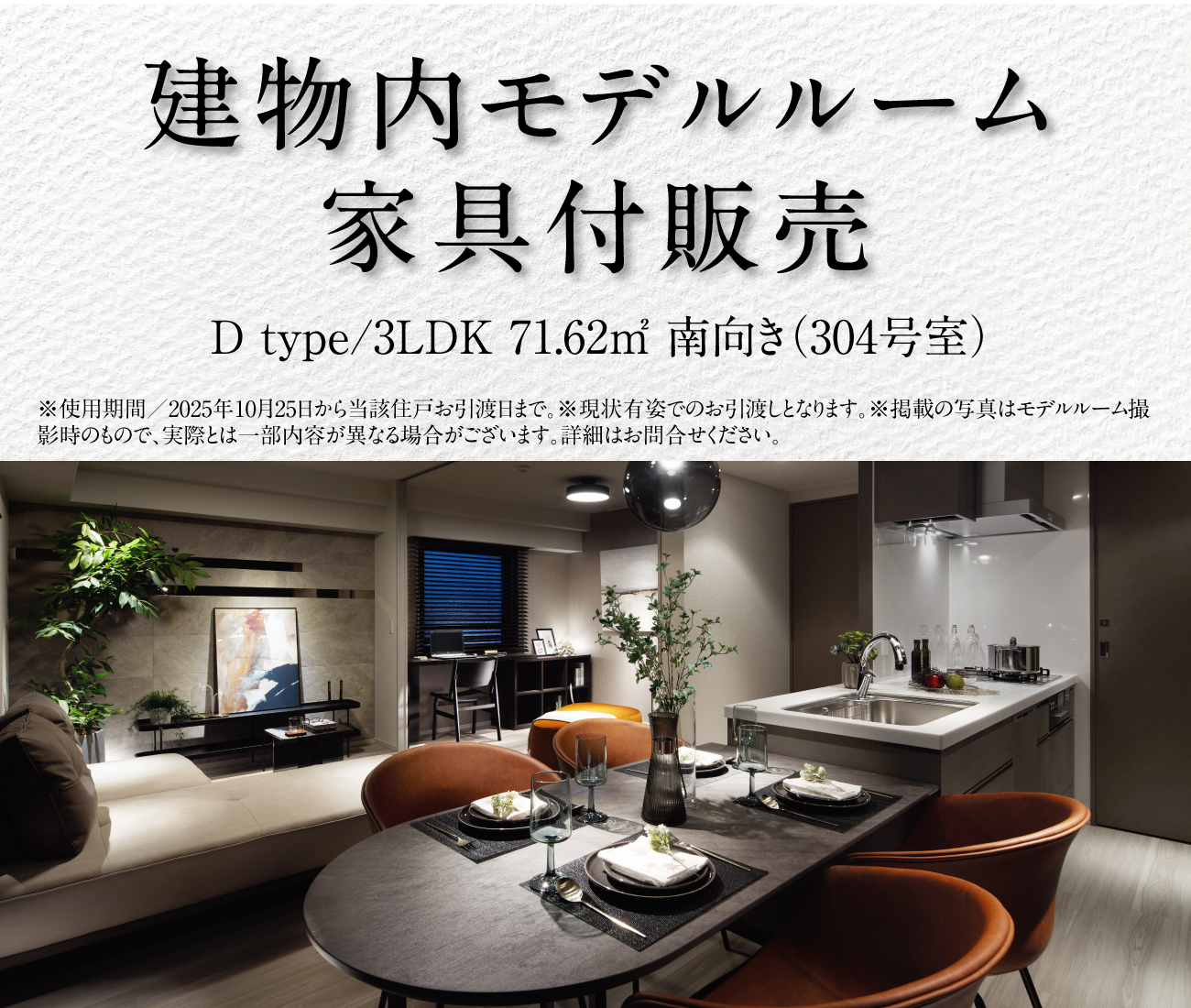 限定1邸　建物内モデルルーム家具付き販売