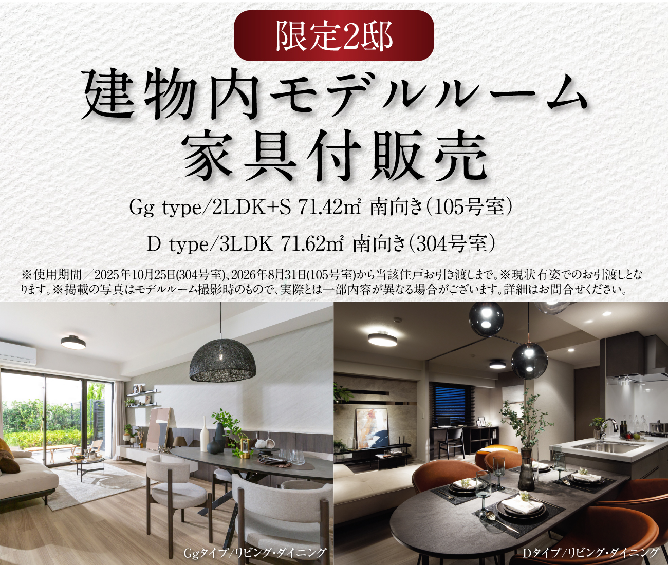 限定2邸　建物内モデルルーム家具付き販売②
